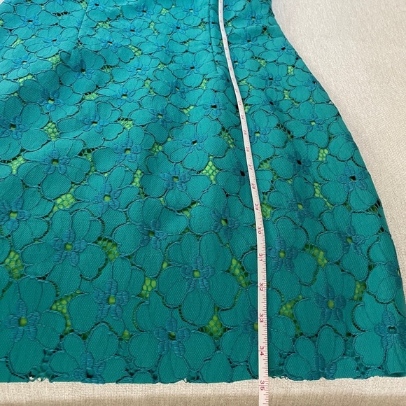 Vibrant Blue and Green Halter Midi Dress for Cocktail Events - Picture 14 of 16